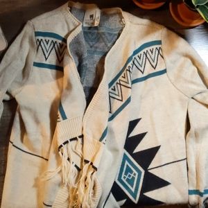 Open front aztec sweater